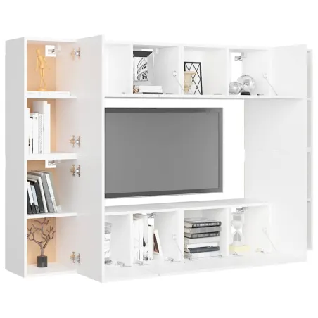 Ensemble de meubles TV 8 pcs Blanc Bois d'ingénierie