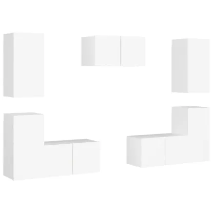 Ensemble de meubles TV 7 pcs Blanc Bois d'ingénierie 2