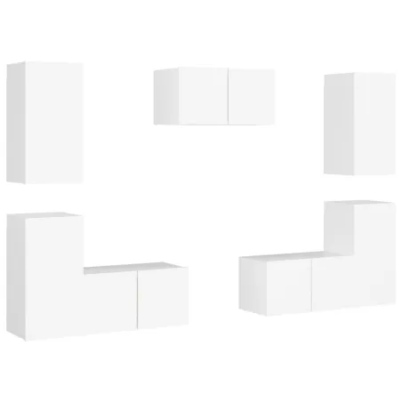 Ensemble de meubles TV 7 pcs Blanc Bois d'ingénierie