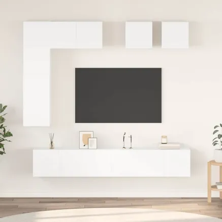 Ensemble de meubles TV 8 pcs Blanc Bois d'ingénierie