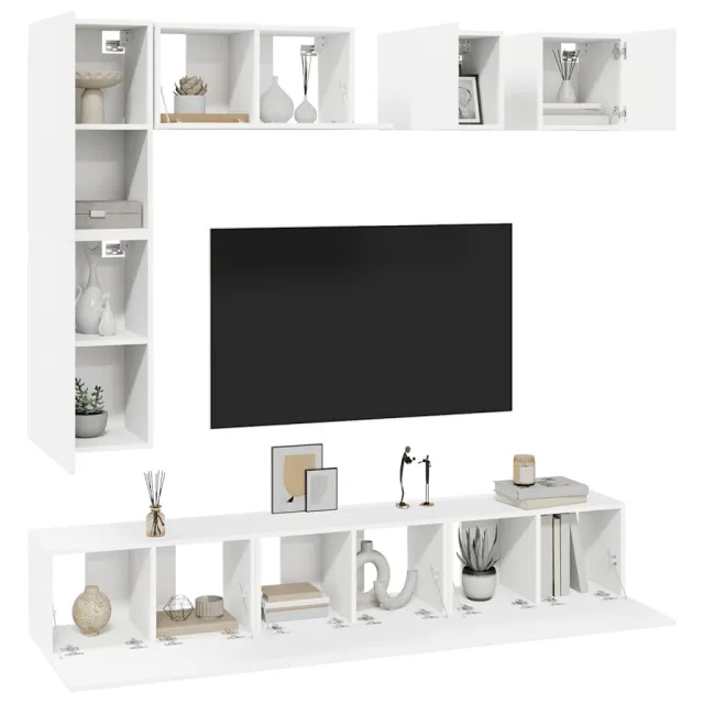 Ensemble de meubles TV 8 pcs Blanc Bois d'ingénierie
