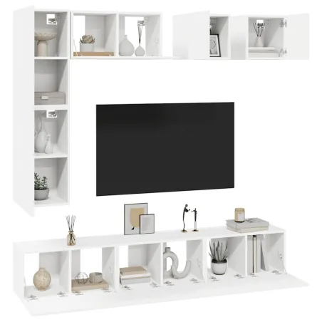 Ensemble de meubles TV 8 pcs Blanc Bois d'ingénierie