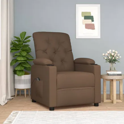 Fauteuil inclinable électrique Marron Tissu