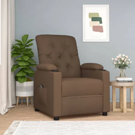 Fauteuil inclinable électrique Marron Tissu