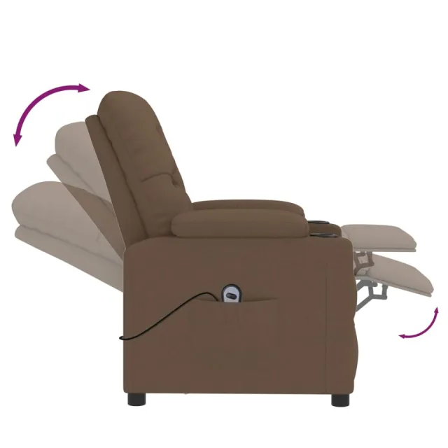 Fauteuil inclinable électrique Marron Tissu