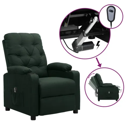 Fauteuil inclinable électrique Vert foncé Tissu