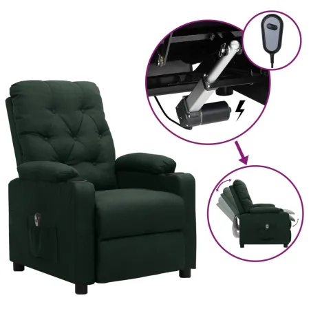Fauteuil inclinable électrique Vert foncé Tissu