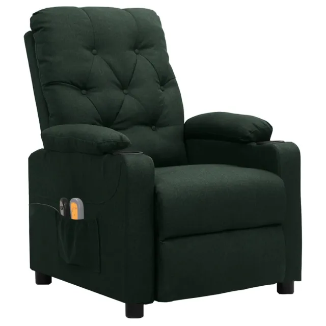 Fauteuil électrique de massage Vert foncé Tissu