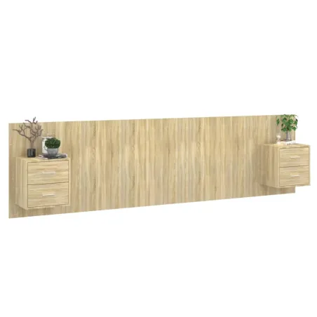 Tête de lit avec armoires Chêne sonoma Bois d'ingénierie