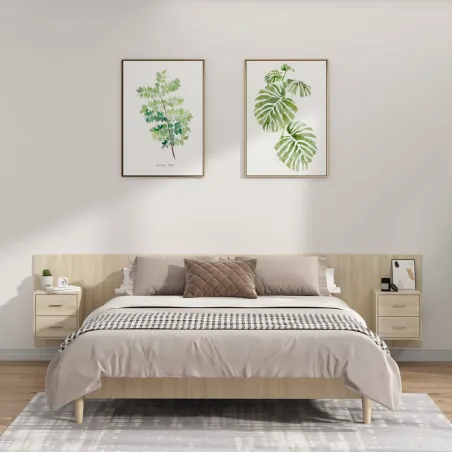 Tête de lit avec armoires Chêne sonoma Bois d'ingénierie