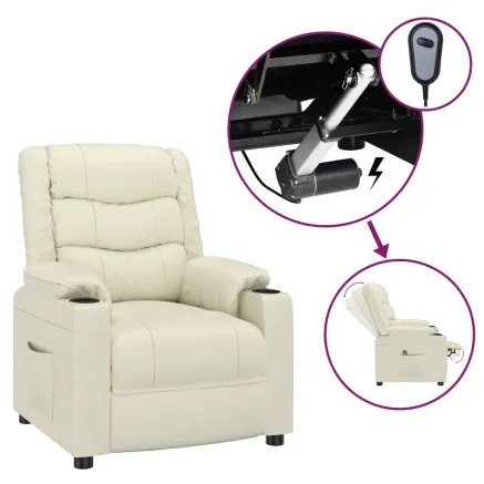 Fauteuil inclinable électrique Crème Similicuir 2