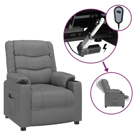 Fauteuil inclinable électrique Gris Similicuir 2