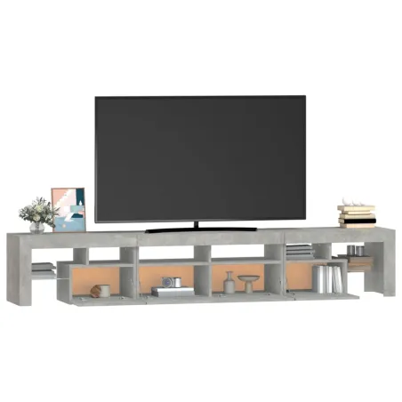 Meuble TV avec lumières LED Gris béton 230x36,5x40 cm