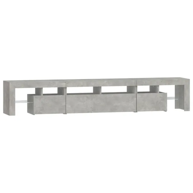 Meuble TV avec lumières LED Gris béton 230x36,5x40 cm
