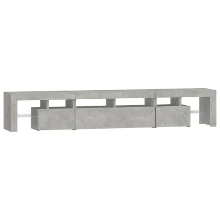 Meuble TV avec lumières LED Gris béton 230x36,5x40 cm