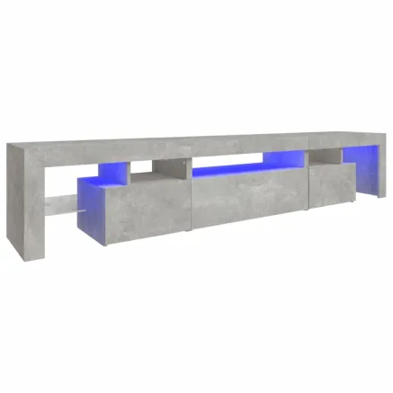 Meuble TV avec lumières LED Gris béton 215x36,5x40 cm 2