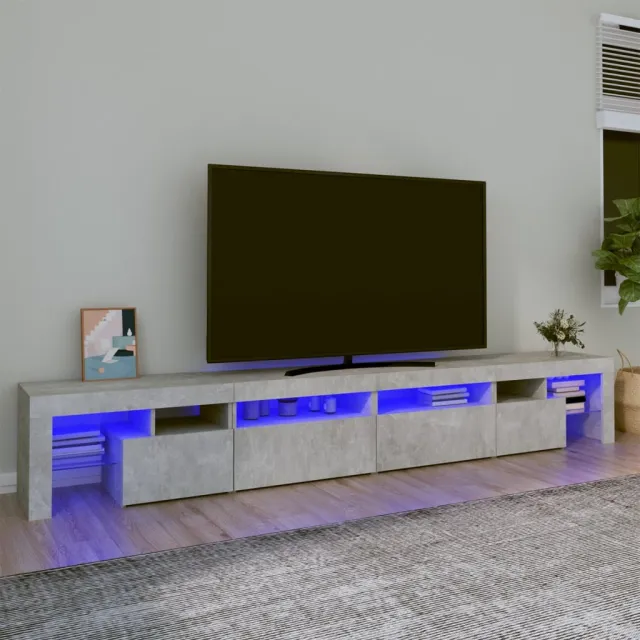 Meuble TV avec lumières LED Gris béton 260x36,5x40 cm