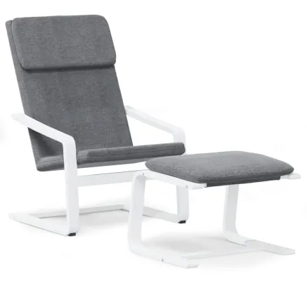 Chaise de relaxation avec repose-pied Gris foncé Tissu 2