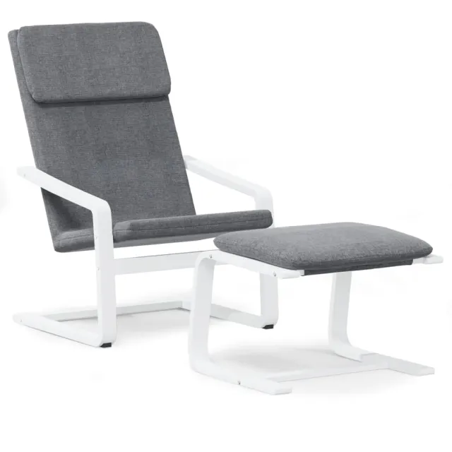 Chaise de relaxation avec repose-pied Gris foncé Tissu