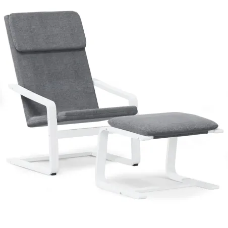 Chaise de relaxation avec repose-pied Gris foncé Tissu