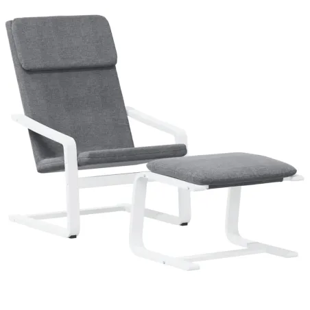 Chaise de relaxation avec repose-pied Gris foncé Tissu
