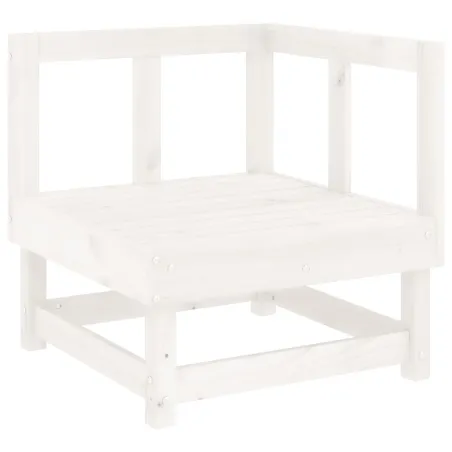 Salon de jardin 5 pcs blanc bois massif de pin