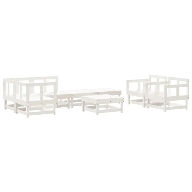 Salon de jardin 8 pcs Blanc Bois de pin massif