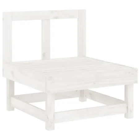 Salon de jardin 7 pcs Blanc Bois de pin massif