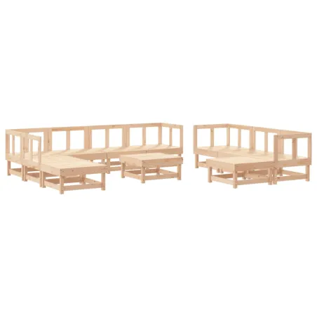 Salon de jardin 11 pcs Bois de pin massif