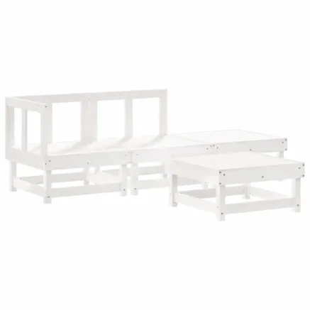 Salon de jardin 4 pcs blanc bois de pin massif 2