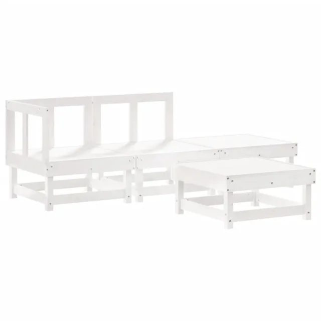 Salon de jardin 4 pcs blanc bois de pin massif