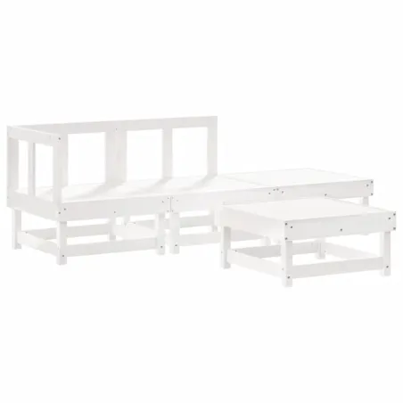 Salon de jardin 4 pcs blanc bois de pin massif