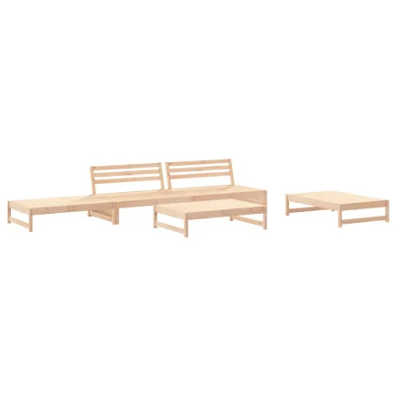 Salon de jardin 5 pcs bois massif de pin 2