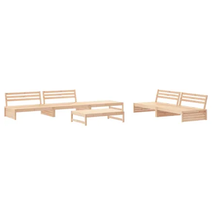 Salon de jardin 6 pcs Bois de pin massif 2