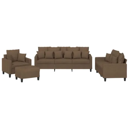 Ensemble de canapés 4 pcs avec coussins marron tissu 2