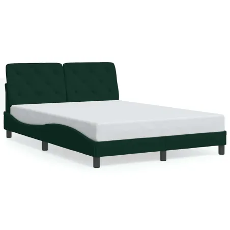 Cadre de lit avec LED sans matelas vert foncé 140x190 cm velours