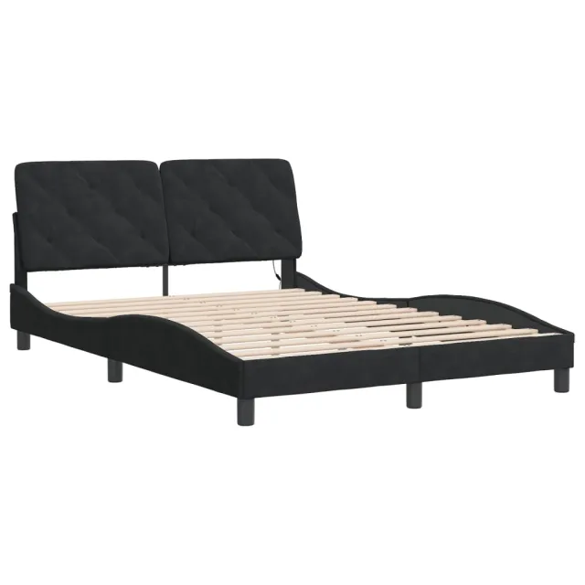 Cadre de lit avec LED sans matelas noir 140x200 cm velours