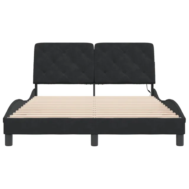 Cadre de lit avec LED sans matelas noir 140x200 cm velours