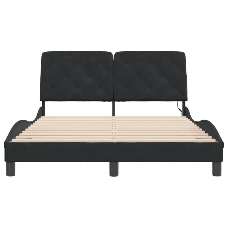 Cadre de lit avec LED sans matelas noir 140x200 cm velours