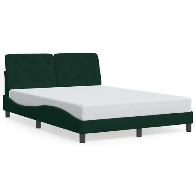 Cadre de lit avec LED sans matelas vert foncé 140x200 cm velours