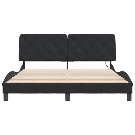 Cadre de lit avec LED sans matelas noir 160x200 cm velours