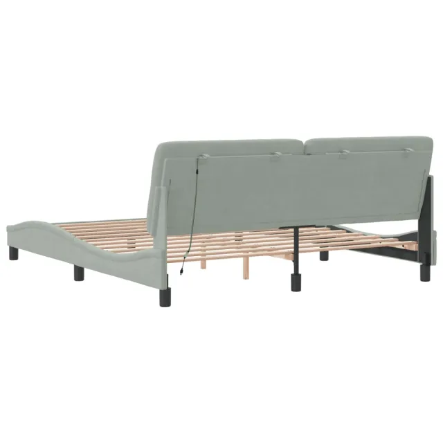Cadre de lit avec LED sans matelas gris clair 180x200cm velours