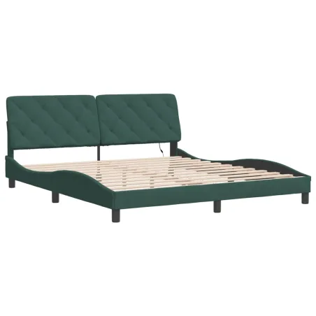 Cadre de lit avec LED sans matelas vert foncé 180x200 cm velours