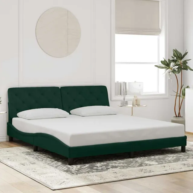 Cadre de lit avec LED sans matelas vert foncé 180x200 cm velours