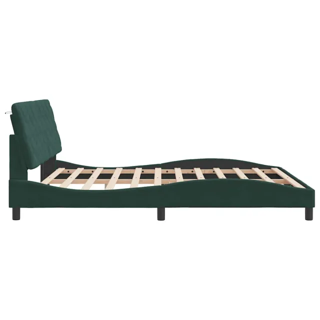Cadre de lit avec LED sans matelas vert foncé 180x200 cm velours