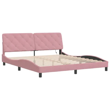 VidaXL Cadre de lit avec LED sans matelas rose 180x200 cm velours