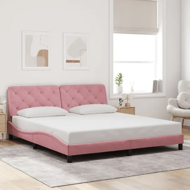 VidaXL Cadre de lit avec LED sans matelas rose 180x200 cm velours