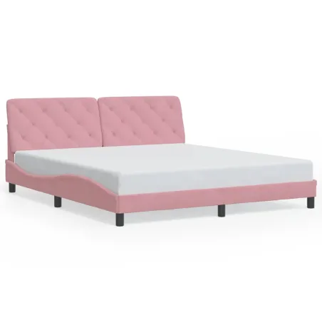 VidaXL Cadre de lit avec LED sans matelas rose 180x200 cm velours