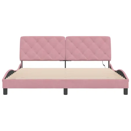 VidaXL Cadre de lit avec LED sans matelas rose 180x200 cm velours
