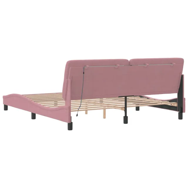 VidaXL Cadre de lit avec LED sans matelas rose 180x200 cm velours